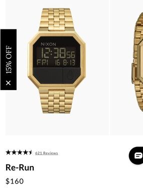 Nixon Re-Run Digital Watch in Gold with Black Display